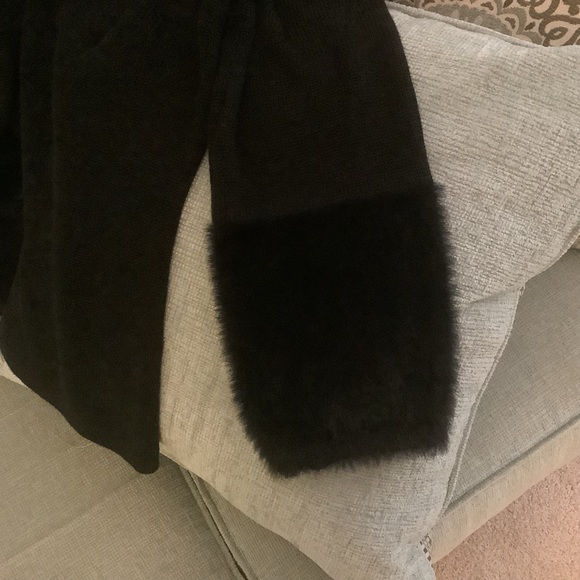 J.Jill black sweater with faux fur cuffs - Picture 8 of 13